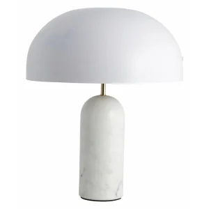 ATLAS bordslampa i marmor och metall - h49 cm - vit