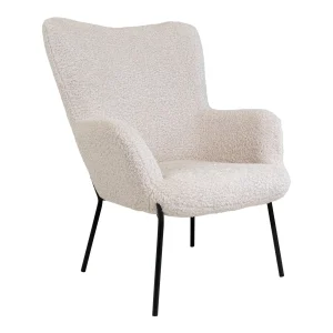 Glasgow Chair - Stol av konstgjord lammskinn, vit med svarta ben, HN1090