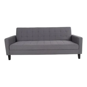 Milton Bäddsoffa - Bäddsoffa i tyg med förvaring, mörkgrå, naturliga ben