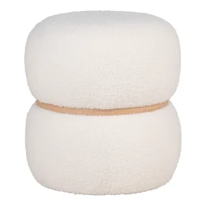 Milford Puff - Puff i bouclé, vit, Ø38x41 cm