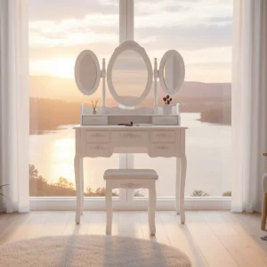 Sminkbord EXTRAVAGANTE – Elegant skönhetshörna med LED-belysning